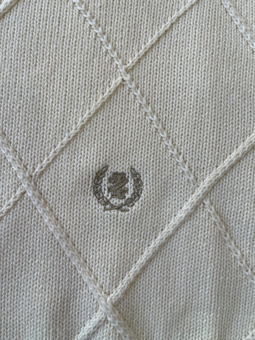 🤍 Izod 100% Cotton Sweater Cream Size Medium Preppy - Picture 3 of 8